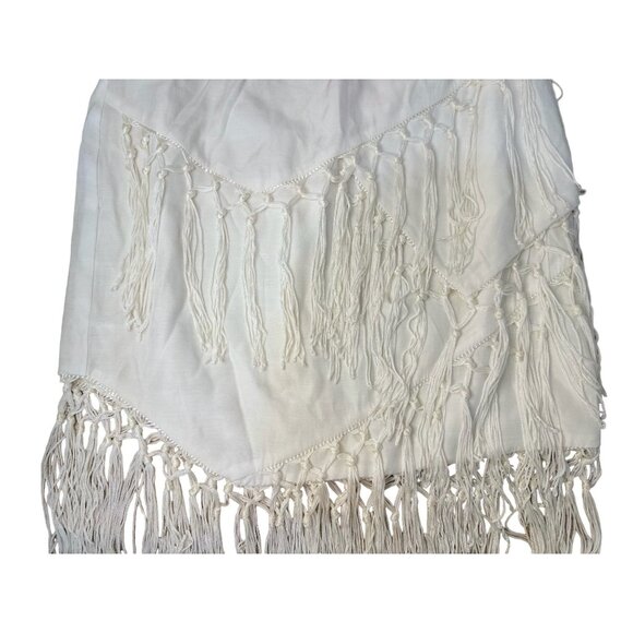 The Jetset Diaries Sahara Fringe Mini Skirt Women XS White Asymmetrical Tassel - Picture 11 of 16